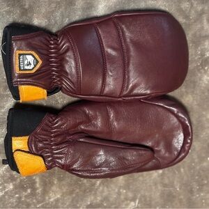 Hestra Men's Brown Leather Mittens